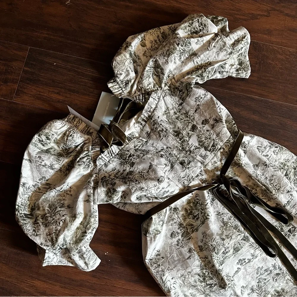 ANTONIO MELANI White and Green High Low Sundress - Picture 5 of 8